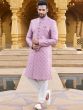 Purple Silk Embroidered Mens Sherwani