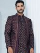 Purple Heavy Embroidered Jacketed Style Indowestern