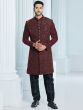 Red Mens Indowestern In Geometric Patterns