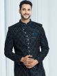 Blue Zari Work Angrakha Style Mens Indowestern