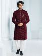 Maroon Floral Embroidered Velvet Indowestern