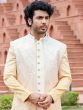 Cream Zari Woven Embroidered IndoWestern