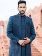 Blue Sequin Embroidered IndoWestern Set