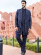 Deep Blue Sequin Embellished Mens Indowestern