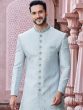 Sky Blue Mens Embroidered Indowestern