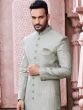 Grey Sequin Augmented Indowestern For Mens