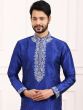 Blue Color Kurta Pajama In Silk Fabric