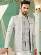 Grey Bandhgala Suit With Embroidered Jacket