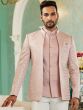 Pink Silk Weaving Mens Jodhpuri Set With Jacket