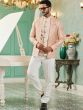 Peach Silk Jacketed Mens Bandhgala Suit