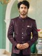 Maroon Heavy Embroidered Mens Bandhgala Suit