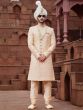 Ivory Golden Mens Sherwani With Churidaar In Silk