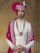White Stone Embroidered Silk Sherwani With Anarkali Kurta