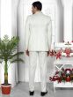 Pearl White Mens Woven Bandhgala Suit In Jacquard