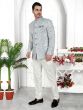 Grey Mens Jacquard Woven Jodhpuri Suit