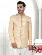Cream Floral Woven Jodhpuri Suit For Mens In Jacquard