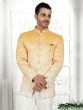 Yellow Shaded Silk Embroidered Jodhpuri Set