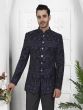 Black Velvet Thread Embroidered Mens Jodhpuri Suit