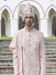 Baby Pink Stone Augmented Mens Sherwani With Stole