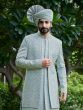 Light Blue Mens Embroidered Layered Indowestern