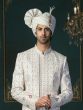 White Wedding Mens Indowestern In Layered Pattern