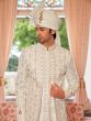 White Readymade Mens Sherwani With Anarkali Style