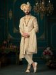 Golden Sequin Embroidered Men's Sherwani With Stole