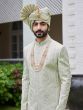 Green Embroidered Wedding Silk Sherwani For Mens