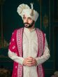 White Stone Embellished Men's Sherwani With Stole