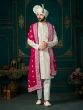 White Stone Embellished Men's Sherwani With Stole