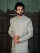 Grey Sequin Embroidered Three Layered Indowestern Set