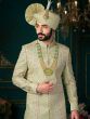 Green Thread Embroidered Wedding Sherwani For Men