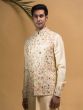 Pastel Cream Kurta Pyjama With Embroidered Jacket 