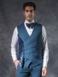 Teal Blue Three Piece Swarovski Tuxedo Suit In Italian Fabric