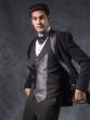 Black Italian Fabric Cutdana Augmented Mens Tuxedo