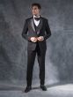 Black Italian Fabric Cutdana Augmented Mens Tuxedo