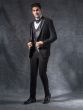 Black Italian Fabric Cutdana Augmented Mens Tuxedo