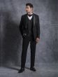 Black Cocktail Three Piece Suit For Mens In Terry Rayon