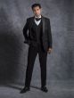 Black Cocktail Three Piece Suit For Mens In Terry Rayon