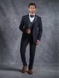 Blue Mens Tuxedo Suit In Italian Fabric With Cutdana Embroidery