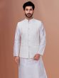 White Embroidered Modi Jacket For Mens In Georgette