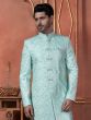 Turquoise Achkan Indowestern Sherwani In Silk Embroidery