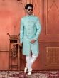 Turquoise Achkan Indowestern Sherwani In Silk Embroidery