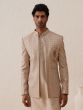Ivory Cream Short Length Mens Indowestern Set With Open Jacket