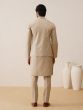 Dusty Cream Mens Festive Wear Embroidered Jacket With Kurta Pyjama