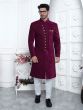 Maroon Achkan Style Velvet Indowestern For Mens