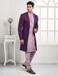 Lilac Purple Mens Indowestern Set With Open Jacket