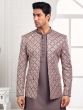 Mauve Pink Mens Kurta Pyjama With Jacket