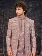 Onion Pink Wedding Indowestern With Open Jacket