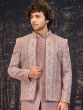 Pink Thread Enhanced Men's Indowestern Set In Silk